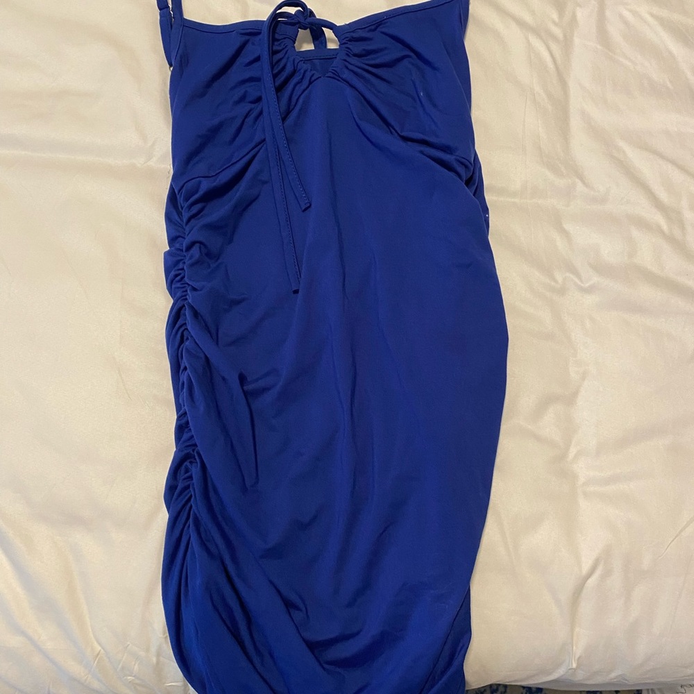 Blue mini dress with cutout